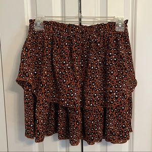 Leopard tiered mini skirt